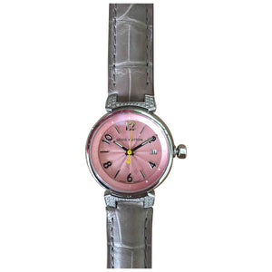 Louis Vuitton tambour pink steel watch