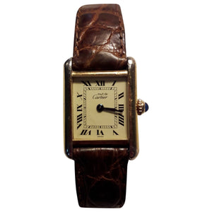 Cartier tank must  silver gilt watch
