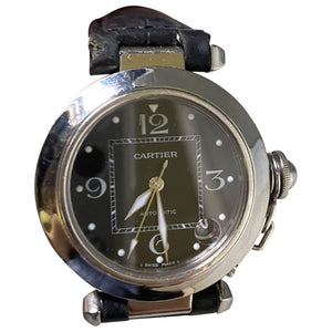 Cartier pasha black steel watch