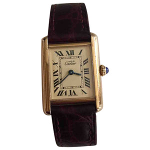 Cartier tank must gold silver gilt watch
