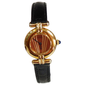 Cartier black silver gilt watch