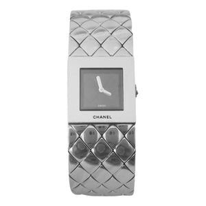 Chanel matelassée silver steel watch