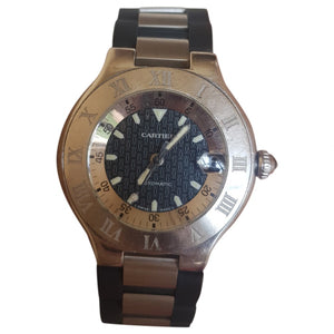 Cartier chronoscaph 21 silver steel watch