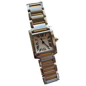 Cartier tank française silver steel watch