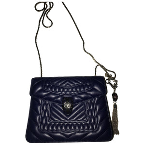 Bvlgari serpenti blue leather handbag