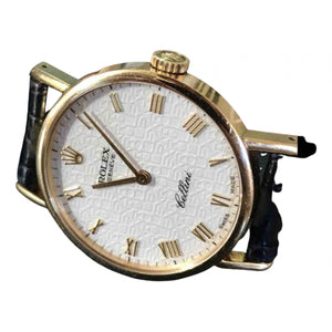 Rolex cellini black yellow gold watch