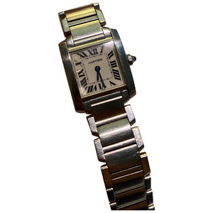 Cartier tank française silver steel watch