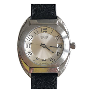 Hermès espace silver steel watch