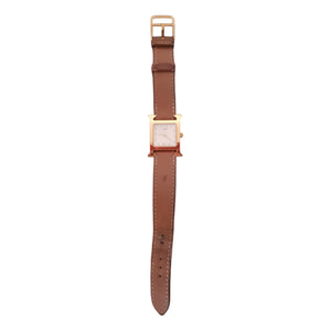 Hermès heure h brown gold plated watch