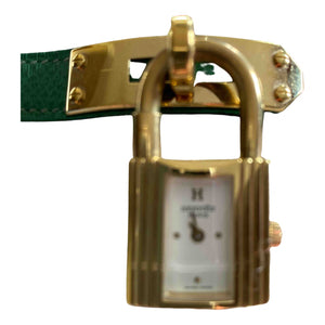 Hermès kelly green gold plated watch