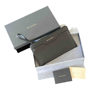 Bvlgari black leather clutch bag