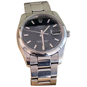 Rolex oyster perpetual 34mm black steel watch