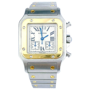 Cartier santos galbée silver gold and steel watch