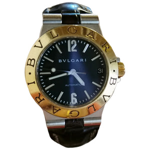 Bvlgari diagono black gold and steel watch