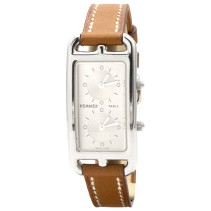 Hermès cape cod dual time silver steel watch