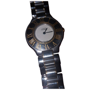 Cartier must 21 silver gold and steel watch