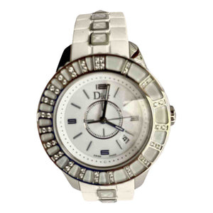 Dior christal white steel watch