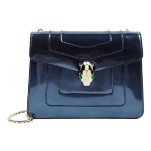 Bvlgari serpenti blue patent leather handbag