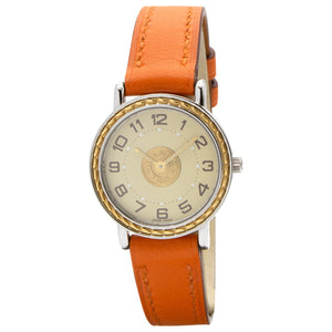 Hermès sellier orange gold plated watch