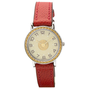 Hermès sellier red gold plated watch