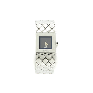 Chanel matelassée silver steel watch