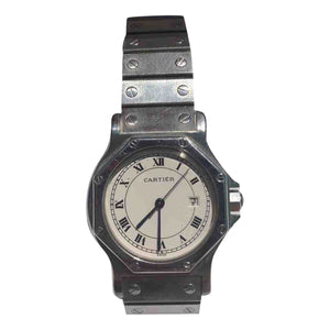 Cartier santos ronde grey steel watch