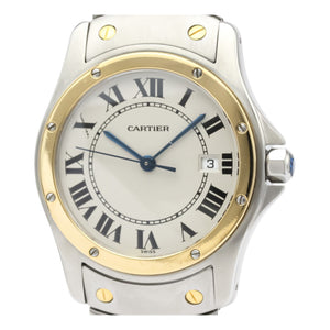 Cartier santos ronde silver gold and steel watch