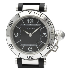 Cartier pasha seatimer black steel watch