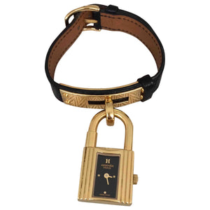 Hermès kelly black gold plated watch