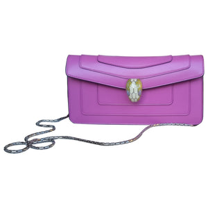 Bvlgari serpenti pink leather clutch bag