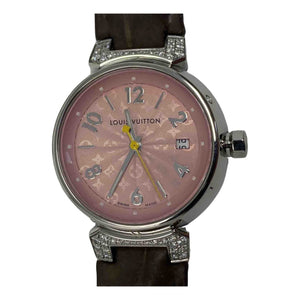 Louis Vuitton tambour pink steel watch