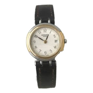 Hermès white gold and steel watch