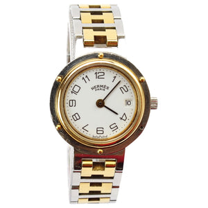 Hermès clipper white gold plated watch
