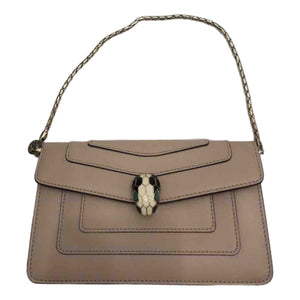 Bvlgari serpenti beige leather clutch bag