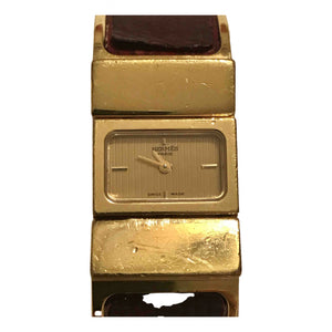 Hermès loquet brown gold plated watch