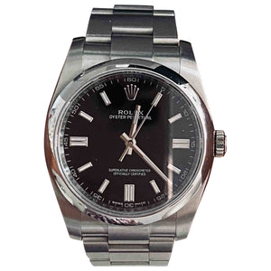 Rolex oyster perpetual 36mm black steel watch