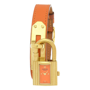 Hermès kelly brown gold plated watch