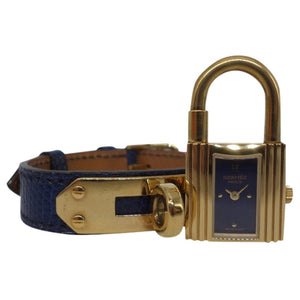 Hermès kelly blue gold plated watch