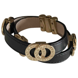 Bvlgari black leather bracelets
