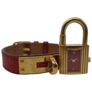 Hermès kelly red gold plated watch