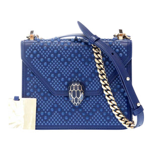 Bvlgari serpenti blue leather handbag