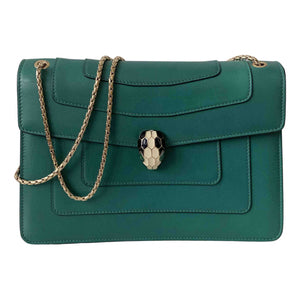 Bvlgari serpenti green leather handbag