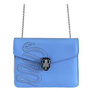 Bvlgari serpenti blue leather handbag