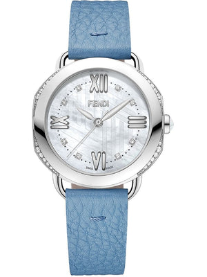 Fendi - Selleria watch - women - Sapphire/Mother of Pearl/Calf Leather - One Size - Blue