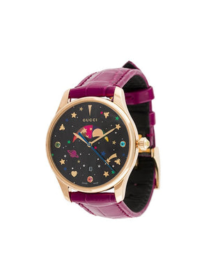 Gucci - G-Timeless watch - women - Leather/Gold - One Size - PURPLE