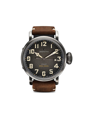 Zenith - Pilot Type 20 Extra Special Ton-Up 45mm - men - Titanium/Nubuck Leather/Rubber/Steel - One Size - C801 Slate Grey B Brown Oily