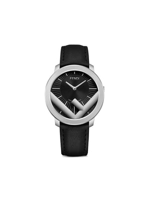 Fendi - Run Away 41mm watch - women - stainless steel/Calf Leather - One Size - Black