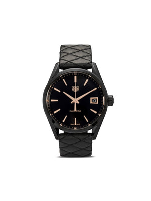 Tag Heuer - Carrera 36mm - women - Calf Leather/Steel/Sapphire Glass/Rose Gold Plated Brass - One Size - METALLIC / BLACK