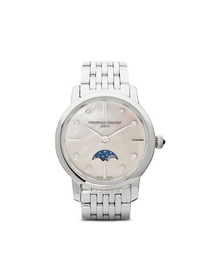 Frédérique Constant - Slimline Ladies Moonphase 30mm - women - Diamond/Sapphire Glass/stainless steel/Mother of Pearl - One Size - WHITE