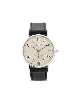 NOMOS Glashütte - Tangomat Date 38.3mm - men - Horse Leather/stainless steel/Sapphire Glass - One Size - white, silver-plated